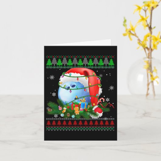 Lelijke Trui Kerst Pyjama Bowling Xmas Lights Kaart (Gele Bloem)