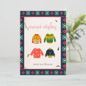 Lelijke trui kerst warme wensen vakantie Kaart (Staand voorkant)