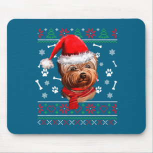Lelijke trui kerst Yorkie hond Sinterklaas hoed py Muismat