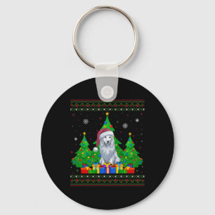 Lelijke Trui Kerstboom Kerstman Hoed Akbash Hond X Sleutelhanger