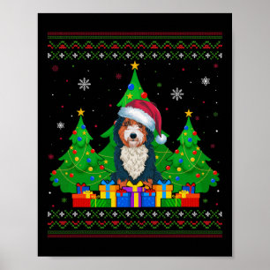 Lelijke trui Kerstboom Kerstman Hoed Bernedoodle Poster