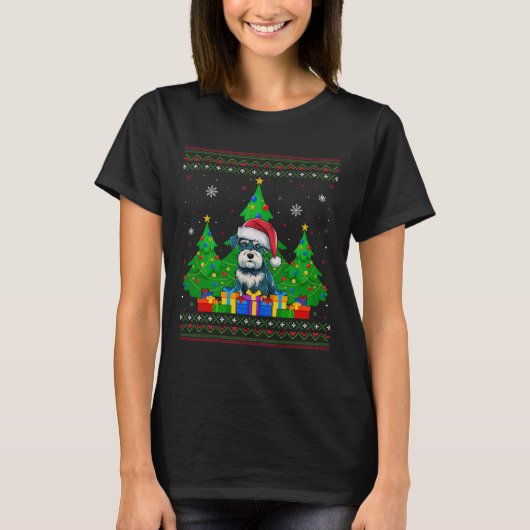 Lelijke Trui Kerstboom Kerstman Hoed Miniatuur Sch T-shirt (Voorkant)