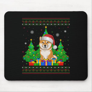 Lelijke trui Kerstboom Kerstman Hoed Shiba Inu Do Muismat