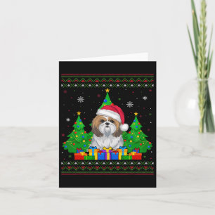 Lelijke Trui Kerstboom Kerstman Hoed Shih Tzu Hond Kaart