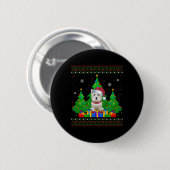 Lelijke Trui Kerstboom Kerstman Hoed Westie Hond X Ronde Button 5,7 Cm (Voorkant /achterkant)
