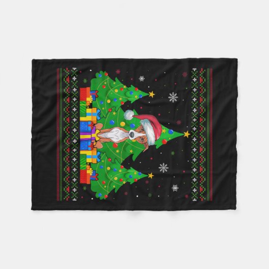 Lelijke Trui Kerstboom Kerstman Hoed Whippet Hond Fleece Deken (Voorkant (Horizontaal))