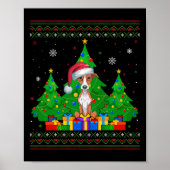 Lelijke Trui Kerstboom Kerstman Hoed Whippet Hond Poster (Voorkant)