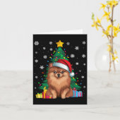 Lelijke trui kerstboom licht Pommerse hond Kaart (Gele Bloem)