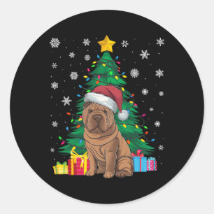 Lelijke Trui Kerstboom Lichten Shar Pei Dog Sa Ronde Sticker