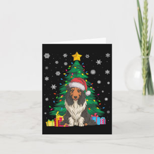 Lelijke trui Kerstboom Lichtjes Baard Collie Hond  Kaart