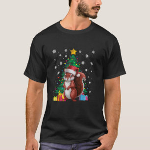 Lelijke Trui Kerstboom Lights Eekhoorn Kerstman T-shirt