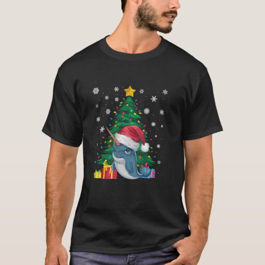 Lelijke Trui Kerstboom Lights Narwhal Santa H T-shirt (Voorkant)