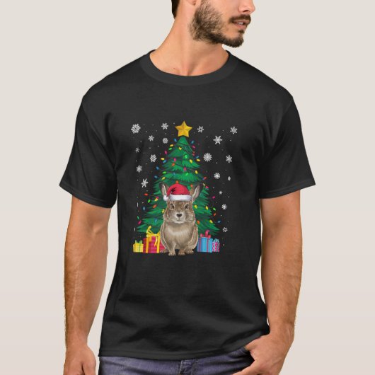 Lelijke Trui Kerstboom Lights Pika Santa Hat T-shirt (Voorkant)