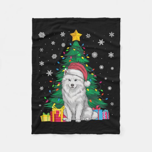 Lelijke Trui Kerstboom Lights Samoyed Dog San Fleece Deken (Voorkant)