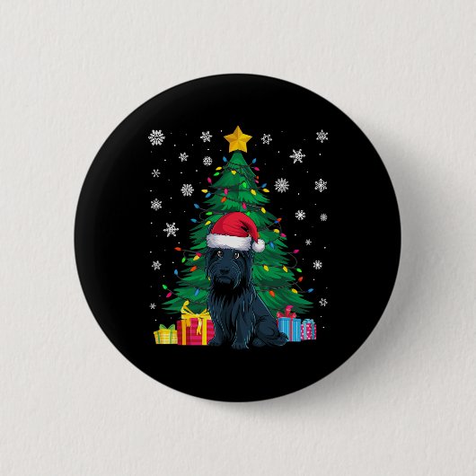 Lelijke Trui Kerstboom Lights Scottie Dog San Ronde Button 5,7 Cm (Voorkant)