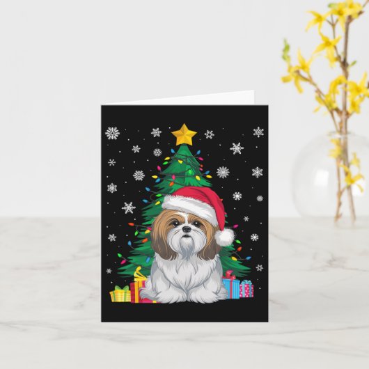 Lelijke Trui Kerstboom Lights Shih Tzu Dog Sa Kaart (Gele Bloem)