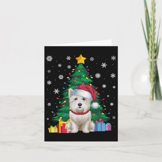 Lelijke Trui Kerstboom Lights Westie Dog Sant Kaart (Voorkant)
