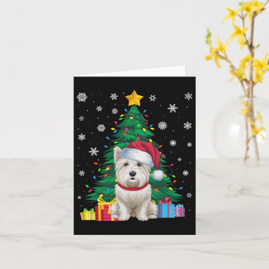 Lelijke Trui Kerstboom Lights Westie Dog Sant Kaart (Gele Bloem)