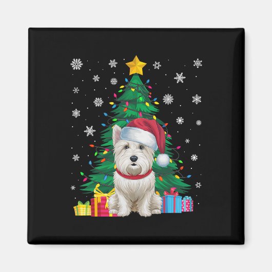 Lelijke Trui Kerstboom Lights Westie Dog Sant Magneet (Voorkant)