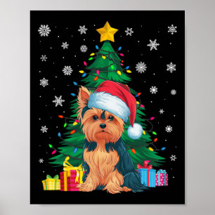 Lelijke Trui Kerstboom Lights Yorkie Dog Sant Poster