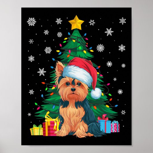 Lelijke Trui Kerstboom Lights Yorkie Dog Sant Poster (Voorkant)