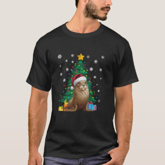 Lelijke Trui Kerstboom Lights Zee Lion Santa T-shirt