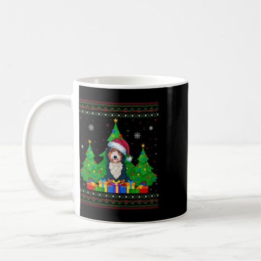 Lelijke Trui Kerstboom Santa Hat Bernedoodle Koffiemok (Links)