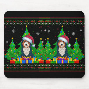 Lelijke Trui Kerstboom Santa Hat Bernedoodle Muismat