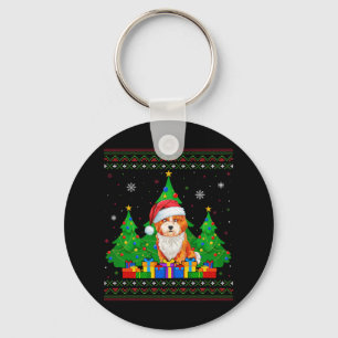 Lelijke Trui Kerstboom Santa Hat Shichon Hond Sleutelhanger