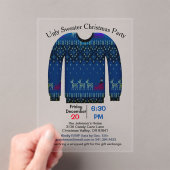 Lelijke trui kerstfeest, blauw met herten acryl uitnodigingen (Insitu (Draagbaar))