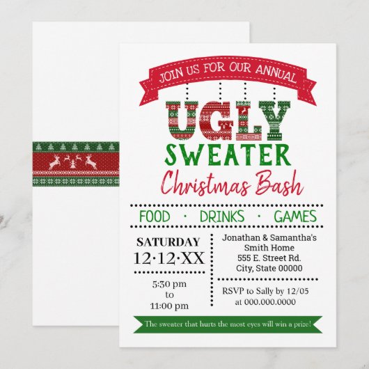 Lelijke trui Kerstfeest jaarlijkse kantoor Kaart (Voorkant / Achterkant)