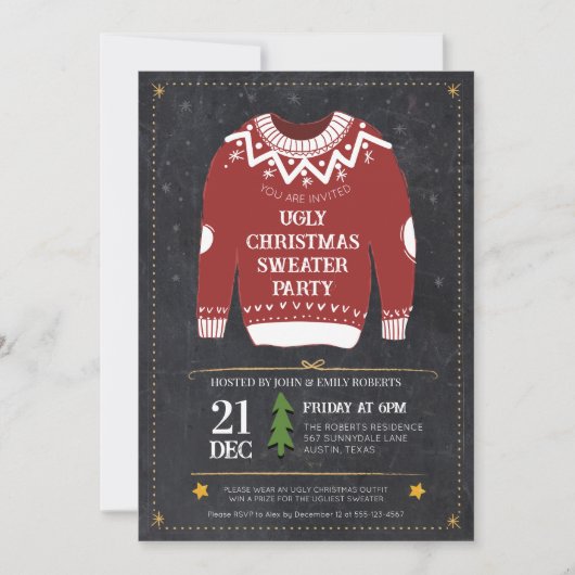 Lelijke trui kerstfeest moderne feestdag kaart (Voorkant)