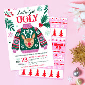 Lelijke trui kerstfeest rendier en Holly Kaart