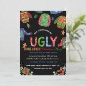 Lelijke trui kerstfeest schoolbord kaart (Staand voorkant)