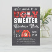 Lelijke Trui Kerstfeest schoolbord rood Kaart (Staand voorkant)