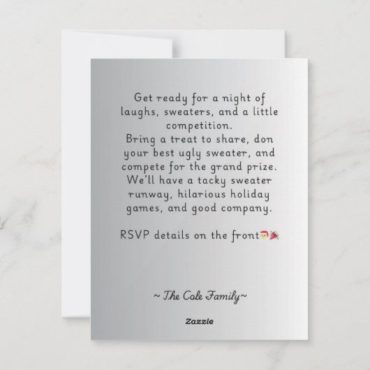 Lelijke-trui-kerstfeest uitnodiging (Achterkant)