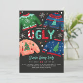 Lelijke trui kerstfeest uitnodiging (Staand voorkant)