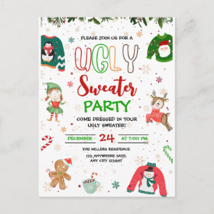 Lelijke trui kerstfeest uitnodiging, Kerstmis  Briefkaart
