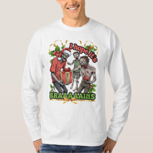 Lelijke trui Kerstfeest zombie hersenen T-shirt