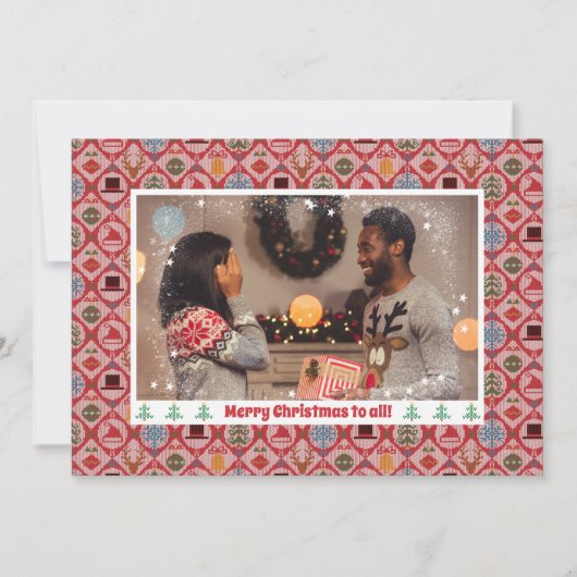 Lelijke trui kerstfoto feestdagenkaart (Voorkant)