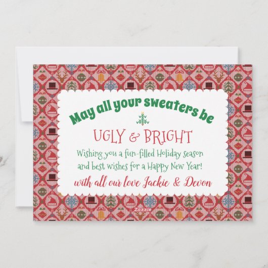 Lelijke trui kerstfoto feestdagenkaart (Achterkant)