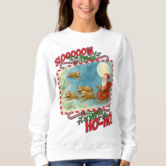 Lelijke trui Kerstman slee sloth rendier (Voorkant)
