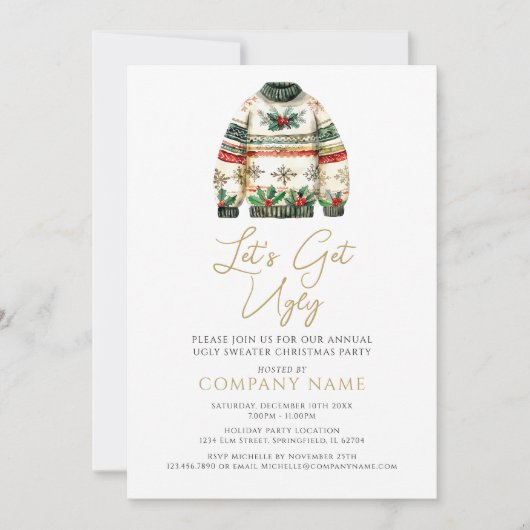 Lelijke trui Kerstmis Corporate Party Kaart (Voorkant)