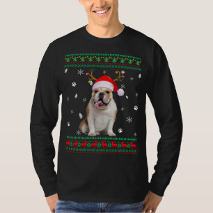 Lelijke trui Kerstmis Engels Bulldog hond Santa R T-shirt
