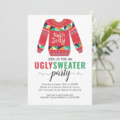 Lelijke trui Kerstmis Holly Jolly Holiday Party Kaart (Staand voorkant)