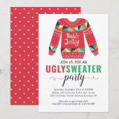 Lelijke trui Kerstmis Holly Jolly Holiday Party Kaart (Voorkant / Achterkant)