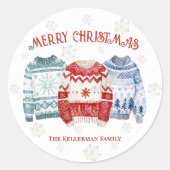 Lelijke-trui Kerstmis Ronde Sticker (Voorkant)