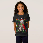 Lelijke trui Kerstmis Siberische Husky Hond Puppy  T-shirt (Voorkant volledig)