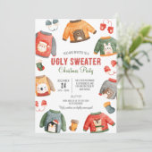 Lelijke trui Kerstmis Uitnodiging, Familiediner Kaart (Staand voorkant)