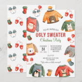 Lelijke trui Kerstmis Uitnodiging, Familiediner Kaart (Voorkant / Achterkant)